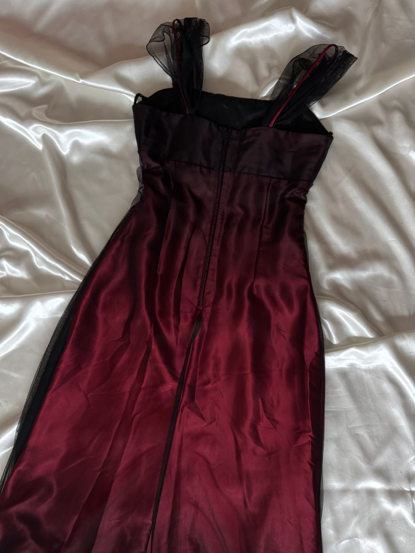 Gorgeous Red & Black Tulle Beaded Gothic Vintage Gown