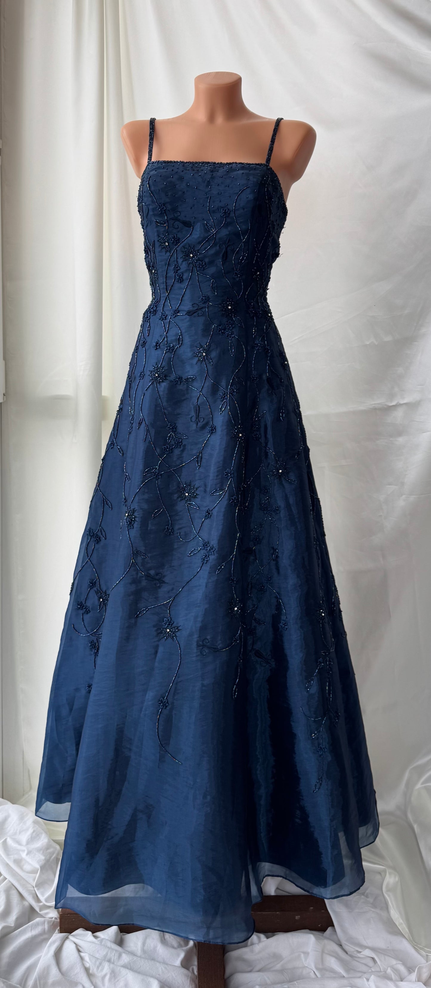 Gorgeous Blue Tulle Beaded Gothic Vintage Gown