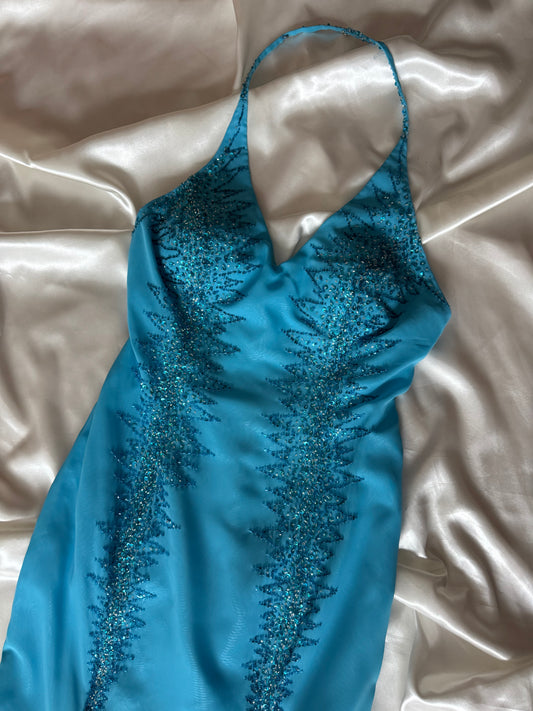 Absolutely Beautiful Light Blue Vintage Beaded Dress