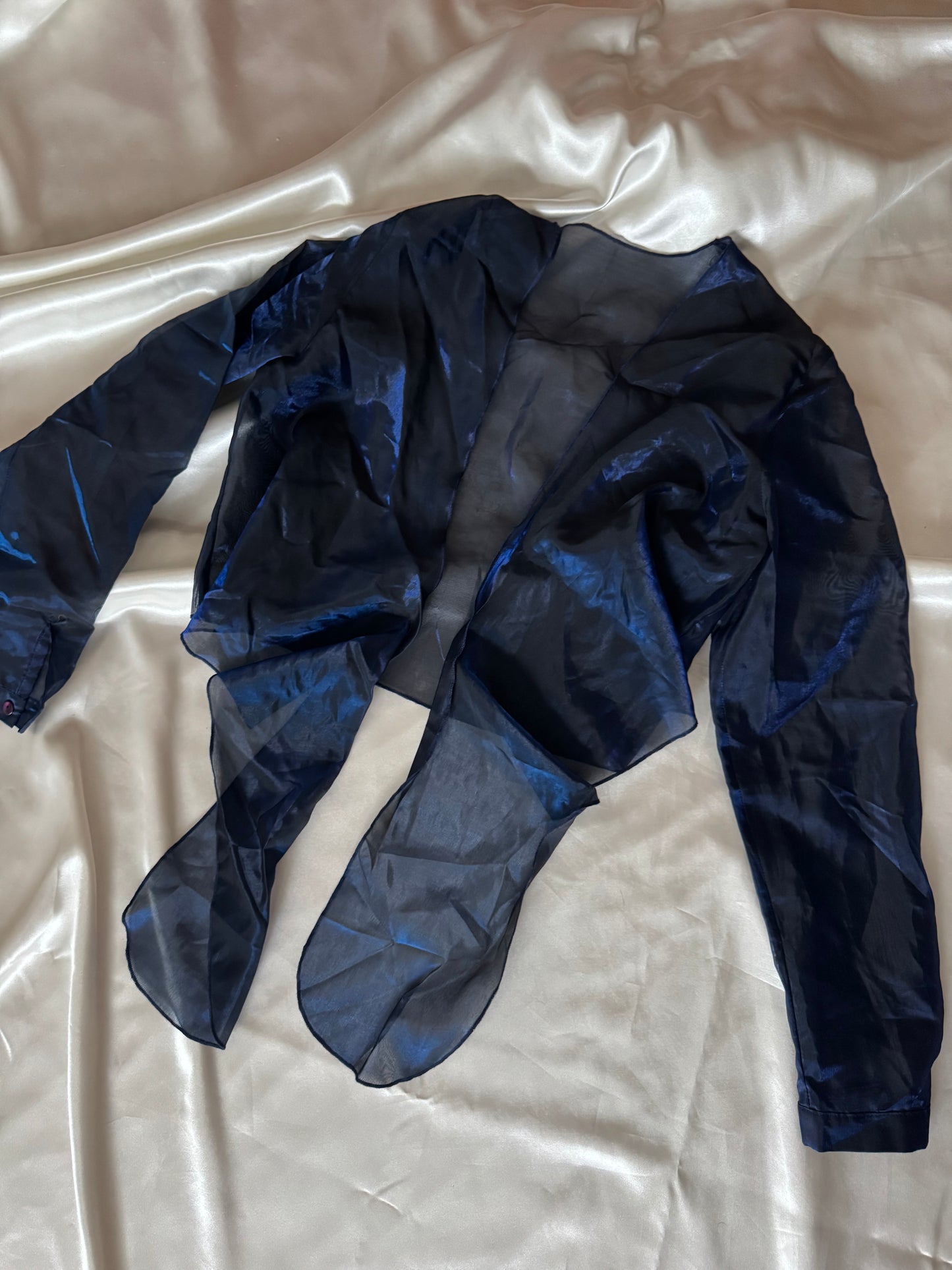 Dark Blue Vampy Long Vintage Satin Gown